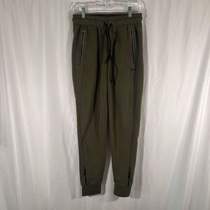 Mitre Joggers Men's Small Solid Green Pull On Zip Pockets Drawstring Sweatpants